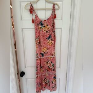 Floral Maxi Dress with Tassels